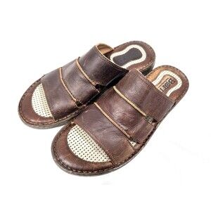 Born WEISER Flores Leather Slides Slip On Comfort Sandals Men's 13M Brown